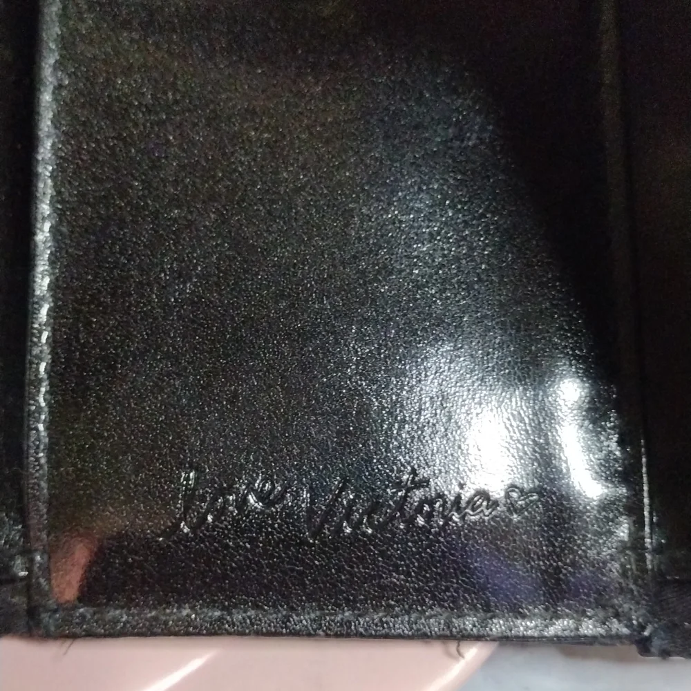 Victoria's Secret Black Faux Patent Leather Quilted  Wallet NWT